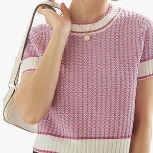 Pink and White Knit Sweater
